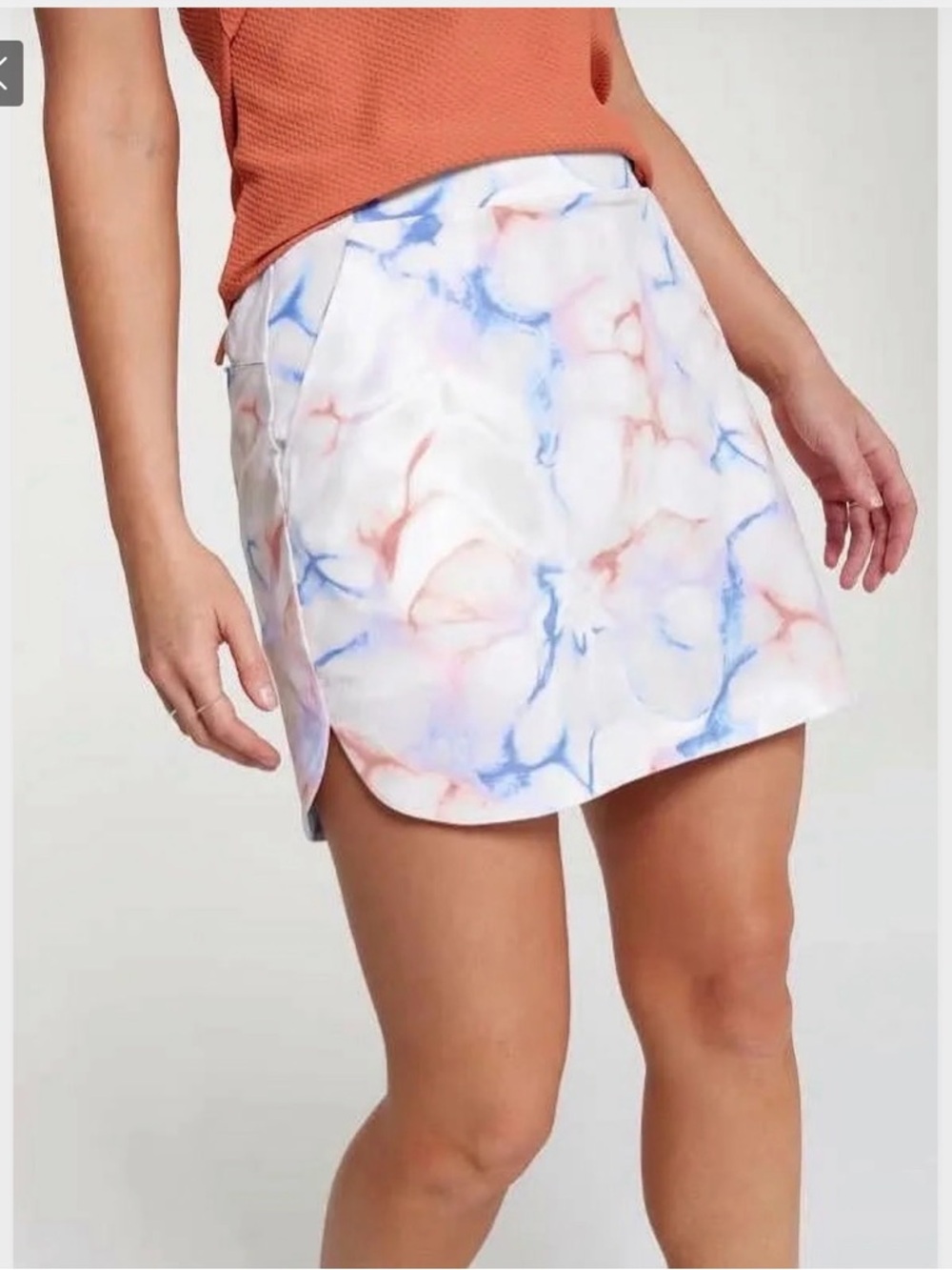 CALIA by Carrie Underwood Cream Tie-Dye Skort with Blue and Coral Accents